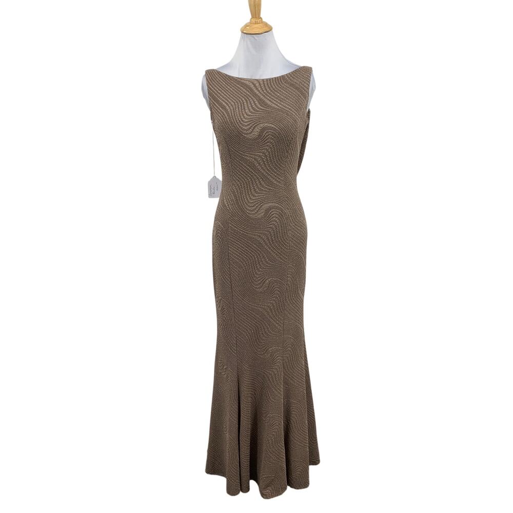 Cameron Blake Gown Womens 6 Shimmer Molded Cups Mermaid Trumpet Hem Open Back
